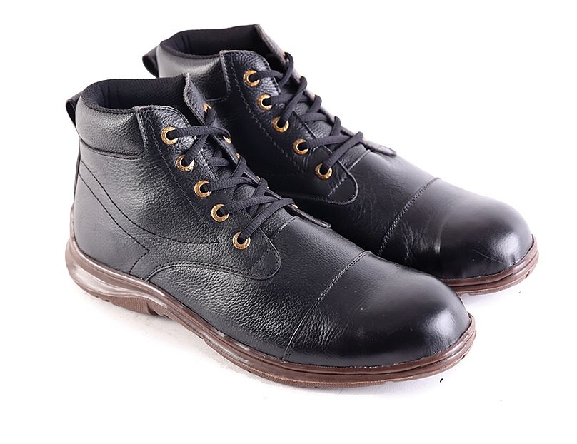 Garsel L165 Sepatu Safety Boots Pria - Kulit Super - Bagus (Hitam)
