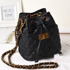 Gaya Channel Korea Fashion Style Kulit Bahu Selempang Tas Wanita Tas Bucket (Hitam)