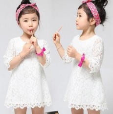 Gaya Korea Dari Anak-anak Baru Rok Gaun Renda Putih (Gaun Renda Putih)