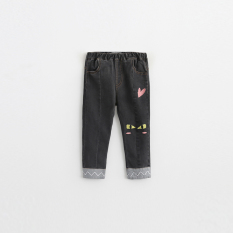 Gaya Korea dari Bordir Musim Semi atau Musim Gugur Baru Celana Jeans Anak Perempuan (Seperti Ditunjukkan Dalam Warna Hitam)