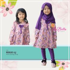 Gaya Si Kecil Baju Muslim Anak Cewek Perempuan Ungu Bunga Flower Cantik Plus Jilbab Kerudung