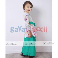 Gaya Si Kecil baju muslim setelan anak cewek perempuan impor Hijau Tosca cantik impor L Nice owl