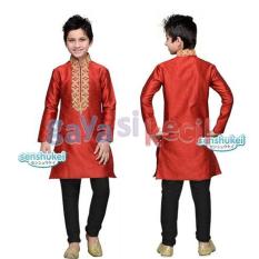 Gaya Si Kecil Baju Muslim setelan KOko Anak cowok LAki Impor Senshukei branded merah keren celana jeans jins india