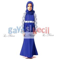 Gaya Si Kecil Gamis Baju Muslim Peplum Anak L Nice 86 cewek perempuan wanita impor brukat Biru