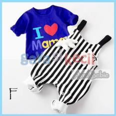 Gaya Si Kecil Setelan Jumpsuit baju pakaian bayi baby lucu impor biru Mickey miki lucu stripe imut keren