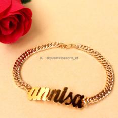 Gelang Nama Lapis Emas - Gelang wanita ( bebas ukir nama suka-suka)
