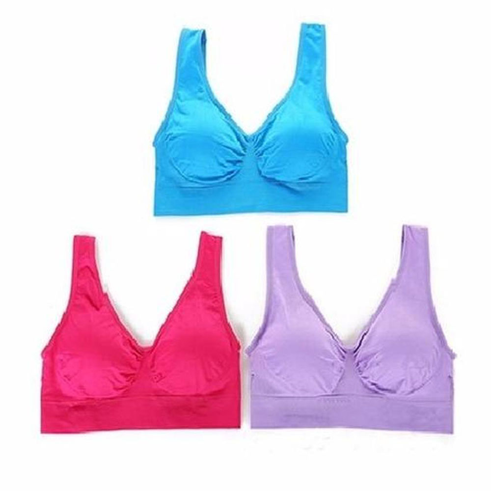 Genie Bra Full Padding Cup Set - 3 Pcs - Merah Biru Ungu Ukuran XL