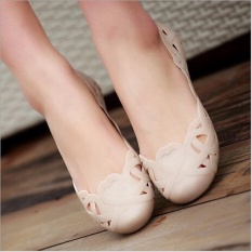 George Store Hot Jual Fashion Wanita Kasual Flats Sepatu Crystal Jelly Hollow Slip-On Sandal Flip Flops Apricot- INTL