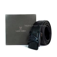 GESPER IKAT PINGGANG KULIT KANTOR PRIA COWO IMPORT LV 132 BLACK