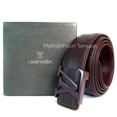 GESPER IKAT PINGGANG KULIT KANTOR PRIA COWO IMPORT | LV 132 BROWN