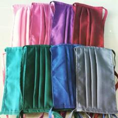 ( GET 5 PCS) Masker kain / Masker hijab jilbab tali panjang bahan Oxford - Random Warna