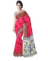 Hadiah Piper Cotton Pink Kalamkari Sarees (Panjang: 5.5 MTR)-Intl