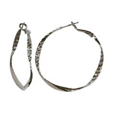 Gina Adornments Brass Hoops 1 Flat Line Twisted Lapis Rodium Anting