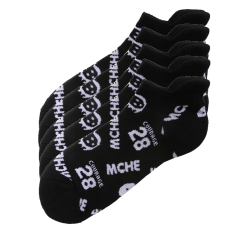 Giordano Jacquard Pakaian Pria Dipasang Gambar Tergelincir Kaus Kaki Pendek Kaos Kaki (06 Hitam X5)