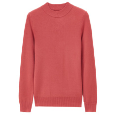 Giordano Katun Elastis Perempuan Pullover Pakaian Sweater Slim Kemeja Rajut (34 Layu Mawar Merah)