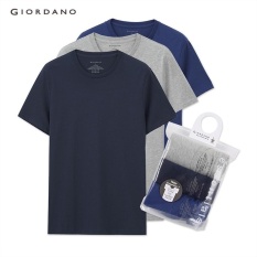 Giordano Pria Esensial Dasar Tees (3-pack) 01245504 Berwarna Abu-abu/biru Tua/biru-Intl