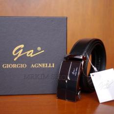 Giorgio Agnelli Belt Original - Ikat Pinggang Kulit Fashion Pria - Coklat Tua - Kulit Asli - GA-007 Black