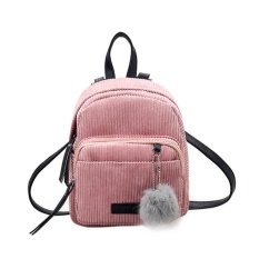 Gadis Kecil Mini Backpack Wanita Fur Ball Winter Velvet School Shoulder Bag (Pink)-Intl