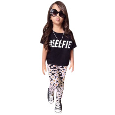 Set Pakaian Anak Perempuan Kaos + Pants Motif Bunga-internasional-Internasional