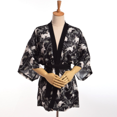 Children Kelinci Cetak Kimono Yukata Jubah Mandi Bergaya (hitam)-International