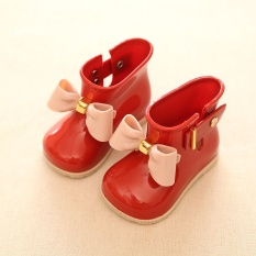 Anak Perempuan Hujan Boots untuk BABY Todder Kecil Menggemaskan Girls Fashion Boots Non Slip Air Sepatu (Merah)-Intl
