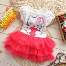Girls Musim Panas Hello Kitty Gaun Kue Rok Putri Gauze-Intl