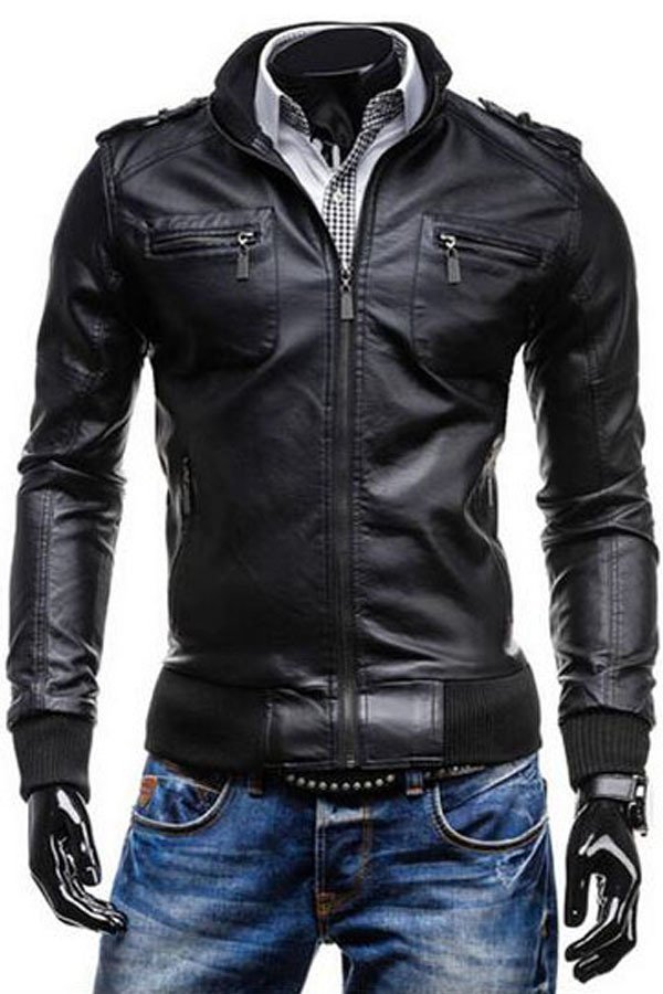 Global Jaket Kulit Pria BK-45 - Hitam