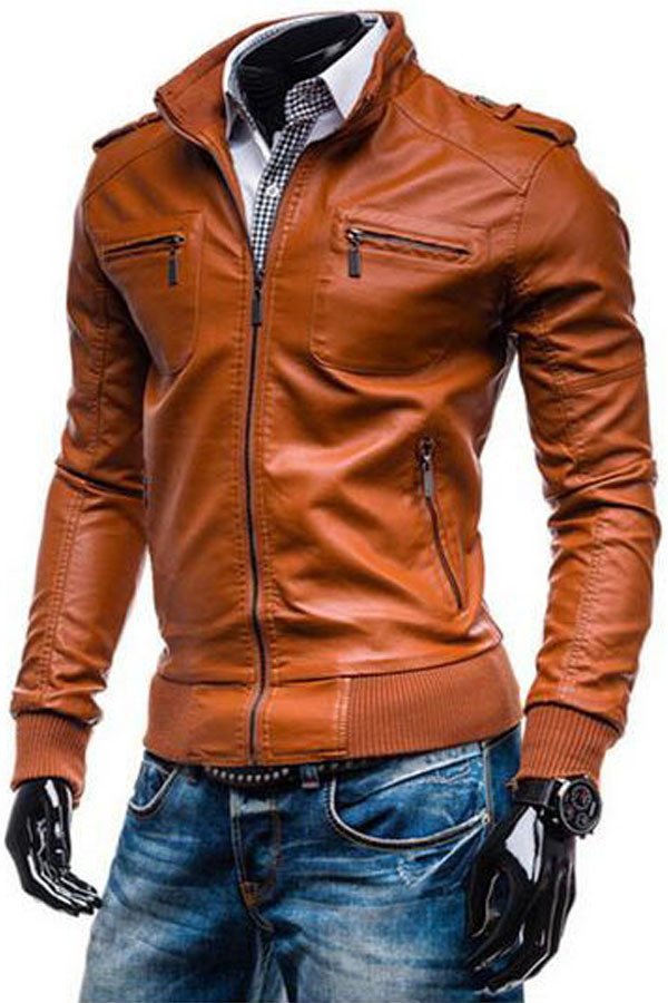 Global Jaket Kulit Pria BK-45 - Tan