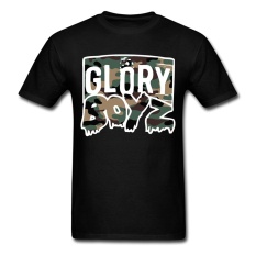Glory Boyz Camo Logo T-Shirt Pria T-Shirt Desain Dasar Top Unisex LEBIH UKURAN dan Warna T Shirt Pria Musim Panas Kreatif (Hitam) -Intl