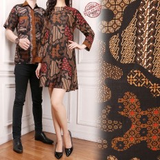Glow fashion Couple batik dress maxi pendek atasan blouse long tunik wanita mini dress dan atasan kemeja pria shirt Elisabeth M - XL
