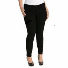Glows - Celana Jeans Big Size Warna Hitam Black / Celana Soft Jeans Stretch / Celana Panjang Wanita Big Size 31 32 33 34 35 36