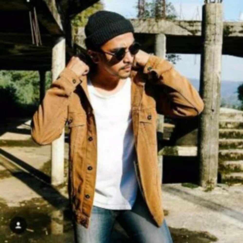 Gnz jaket denim pria cokelat