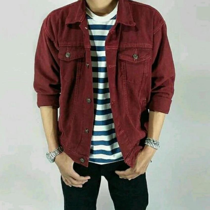 Gnz Jaket denim pria - Marun