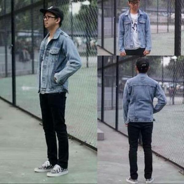 Gnz jaket denim pria wash