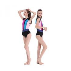 GoldFin Wetsuit Womens 2mm Spring Suit Front Zip Neoprene Bikini Surf Swimwear Short Sleeves High Cut One Piece for Swimming Canoeing Rafting Kayak Floral Printed SW010 (01, 2XL) - intl