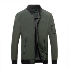 Grandwish Pria Polos Warna Jaket Kasual Mantel Korea Desain untuk Remaja M-4XL (Hijau Tentara)-Internasional