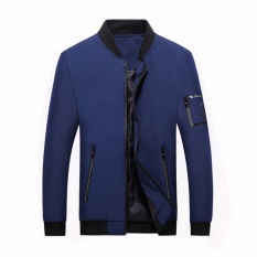 Grandwish Pria Polos Warna Jaket Kasual Mantel Korea Desain untuk Remaja M-4XL (Angkatan Laut)-Internasional