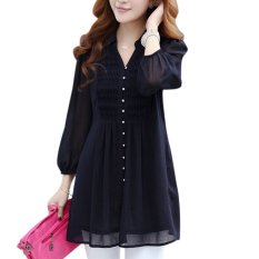 Grandwish Kerah Blus Kardigan Wanita Model Berbentuk V Leher Gede Ukuran M-5XL (biru Tua)