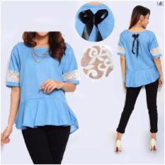 Grateful Fashion Blouse Winda 2 - Denim Muda - Best Seller - Harga Grosir