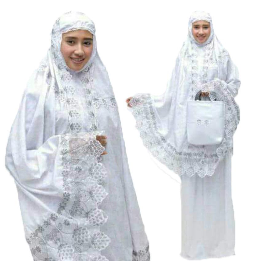 Grateful Fashion Mukena Dewasa Afiqa Katun Foil - Putih 2 - Best Seller 