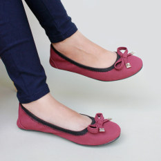 Pluvia - Gratica Sepatu Flat Shoes Balet Wanita BD09PU - Maroon