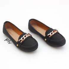 Pluvia - Gratica Sepatu Flat Shoes Slip On Wanita DS12 - Hitam