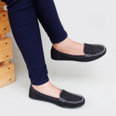 Pluvia - Gratica Sepatu Flat Shoes Loafers Wanita RJ55 - Hitam
