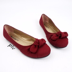 Gratica Sepatu Flat Shoes Twisted Bow AM57 - Maroon