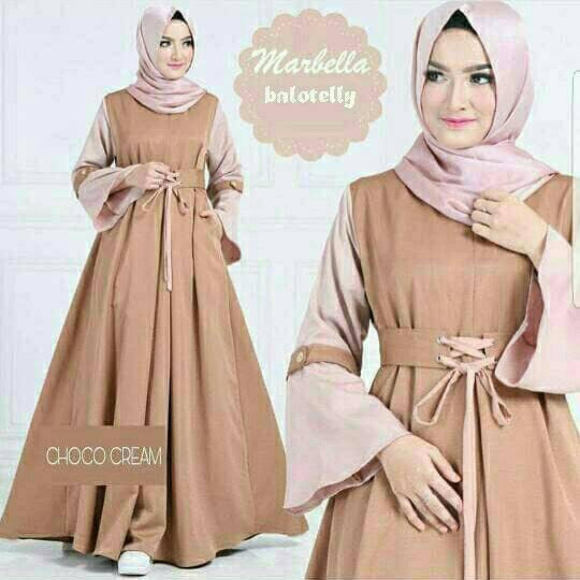 Grosir Busana Baju Muslim Termurah Marbella Dress Choco