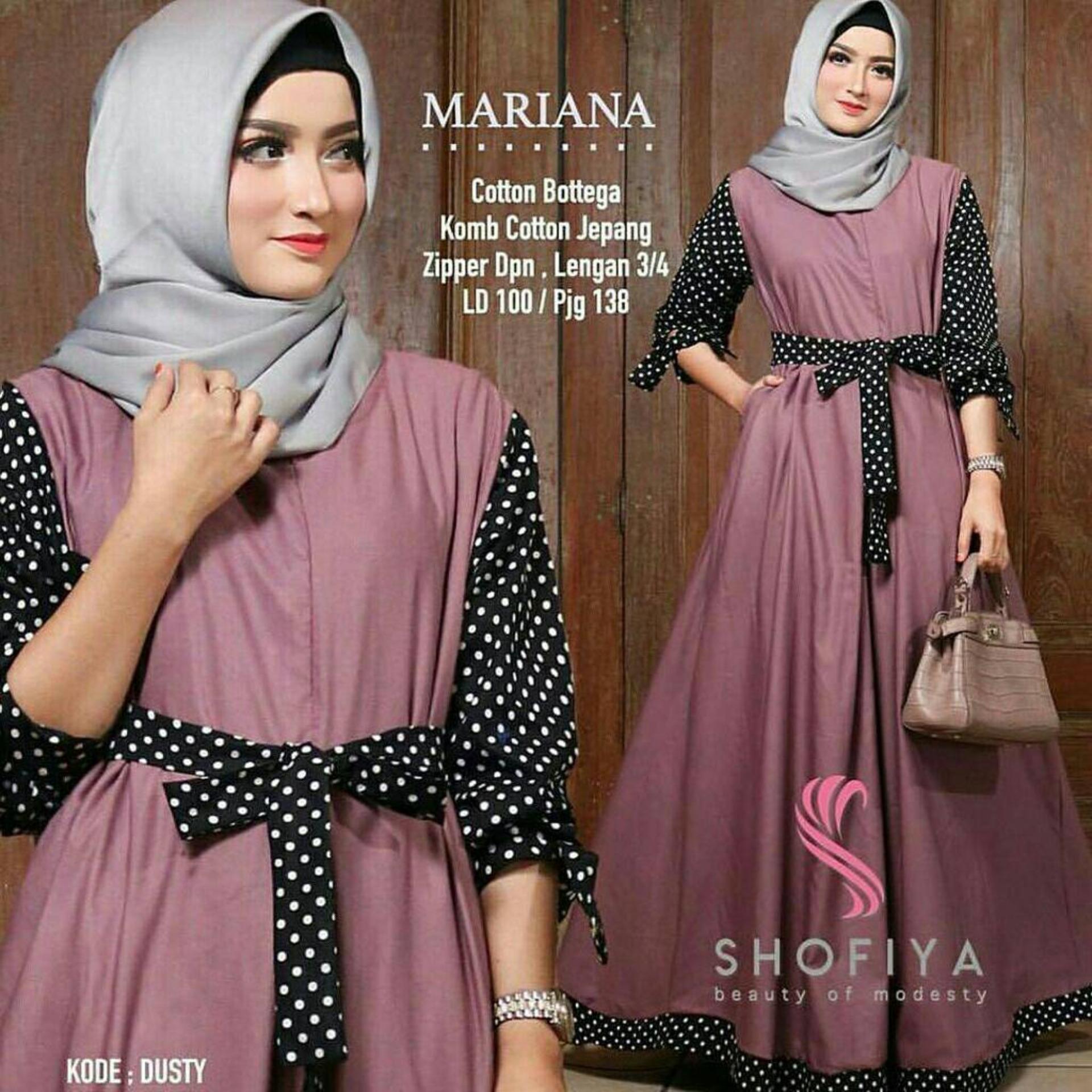 Grosir Busana Baju Muslim Termurah Mariana Polka Dusty