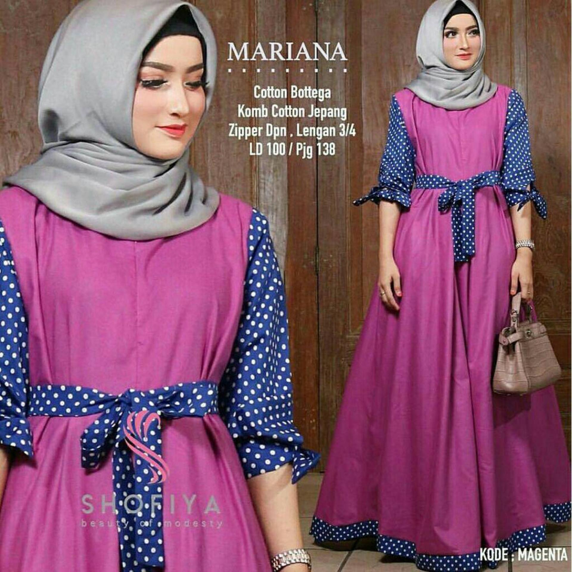 Grosir Busana Baju Muslim Termurah Mariana Polka Magenta