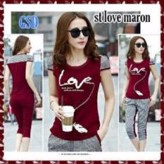GSD - Setelan Baju dan Celana Kotak Maroon