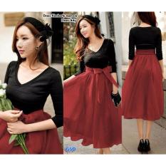 GSD - Baju Wanita / Baju Pesta / Gaun Pesta / Baju Terusan / Dress Casual Firly Maron