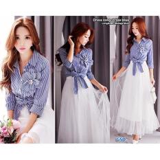 GSD - Dress Pita Elegant /Long Dress KEmeja / dress panjang / baju pesta /Blue